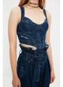 Dámský crop top Trendyol TPRAW22BZ1118/Navy blue