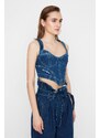 Dámský crop top Trendyol TPRAW22BZ1118/Navy blue