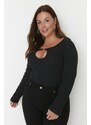 Trendyol Curve Black Cut Out Detailed Knitted Body with Snap fastener