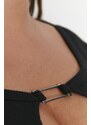 Trendyol Curve Black Cut Out Detailed Knitted Body with Snap fastener