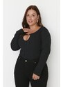 Trendyol Curve Black Cut Out Detailed Knitted Body with Snap fastener