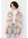 Trendyol Beige Lumberjack Checked Shirt with Two Pockets
