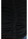 Trendyol Curve Black Fitted Gathered Knitted Shirt