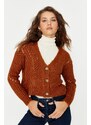 Trendyol Tile Button Detailní Crop Knitwear Cardigan