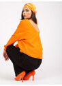 Fashionhunters Oranžová a černá mikinová tunika s potiskem