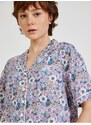 Modro-růžová dámská vzorovaná košile VANS Retro Floral - Dámské