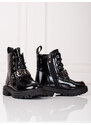 Lace-up girl ankle boots black Shelvt