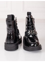 Lace-up girl ankle boots black Shelvt