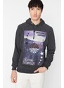 Trendyol Anthracite Men's Oversize/Wide-Cut Hoodie Sweatshirt