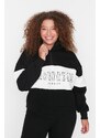 Trendyol Curve Black Color Blocked Zippered Stand Collar Thick Raised Knitted Sweatshirt