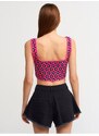 Dilvin 10212 Curved Front, Straps Knitwear Singlet-fuchsia.
