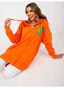 Fashionhunters Dlouhá oranžová a zelená bavlněná mikina se zipem
