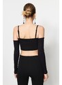 Trendyol Black Crop Knitted Blouse