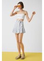 Koton Black and white Geometric Pattern Pleated Mini Skirt