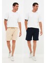 Trendyol Navy Blue-Stone Basic Regular/Normal Cut 2-Pack Shorts