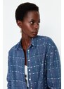 Trendyol Blue Woven Basic Tweed Checked Shirt
