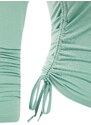 Trendyol Dark Mint Square Collar Shirred Knitted Blouse