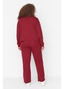 Trendyol Curve Claret Red Crew Neck Knitted Pajamas Set