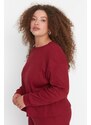 Trendyol Curve Claret Red Crew Neck Knitted Pajamas Set