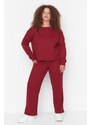 Trendyol Curve Claret Red Crew Neck Knitted Pajamas Set