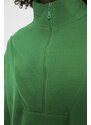 Trendyol Emerald Zipper Detailed Fleece Knitted Sweatshirt