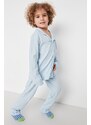 Trendyol Blue Button Detailed Boy Knitted Pajamas Set