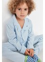 Trendyol Blue Button Detailed Boy Knitted Pajamas Set