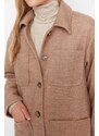 Trendyol Camel Pocket Detailní vlněný kabát