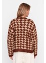 Trendyol hnědý vzorovaný pletený svetr