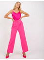 Fashionhunters Růžové dámské oblekové kalhoty RUE PARIS s kapsami