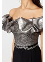 Dámský top Trendyol TPRSS23BS00008/SILVER