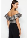 Dámský top Trendyol TPRSS23BS00008/SILVER