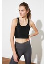 Trendyol Black Medium Support/Sculpting Zippered Sports Bra