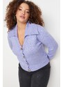 Trendyol Curve Plus Size Cardigan - Purple - Regular fit