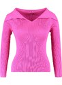 Trendyol Curve Fuchsia Boat Neck Pletená halenka