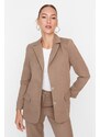 Trendyol Khaki Suede Woven Buttoned Blazer Jacket