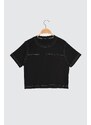 Trendyol Black Crop Crew Neck Knitted Sports T-Shirt