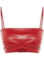 Trendyol X Sagaza Studio Red Faux Leather Bustier