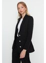 Trendyol Black Woven Lined Double Breasted Closeup Blazer Jacket