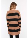 Trendyol Brown Striped Knitwear Sweater