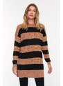 Trendyol Brown Striped Knitwear Sweater