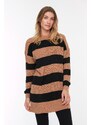 Trendyol Brown Striped Knitwear Sweater