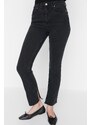 Trendyol Black Petite Slit High Waist Slim Flare Jeans