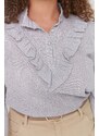 Trendyol Curve Gray Color Woven Blouse with Ruffle Detail on the Collar