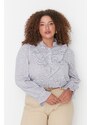 Trendyol Curve Gray Color Woven Blouse with Ruffle Detail on the Collar