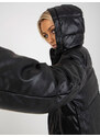 Fashionhunters Černá zimní bunda z ekokůže s prošíváním