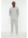 Trendyol Gray Regular Fit Printed Knitted Pajamas Set