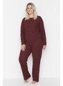 Trendyol Curve Claret Red Knitted Pajamas Set