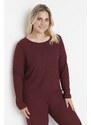 Trendyol Curve Claret Red Knitted Pajamas Set