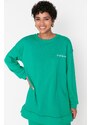 Trendyol Green Embroidered Crew Neck Basic Knitted Tracksuit Set